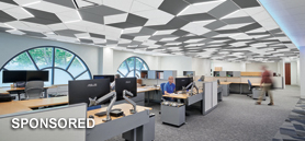 Spacious eye-catching signature ceiling defines expanded corporate offices