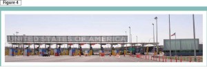 Across from the Québec border, Type 316 woven mesh provides sun shading and improved security for the U.S. Champlain port of entry. Photo courtesy Cambridge Architectural