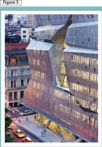 The perforated Type 316 screens around 41 Cooper Square give it a sculptural appearance while reducing its energy consumption. Photos courtesy Iwan Baan Studio