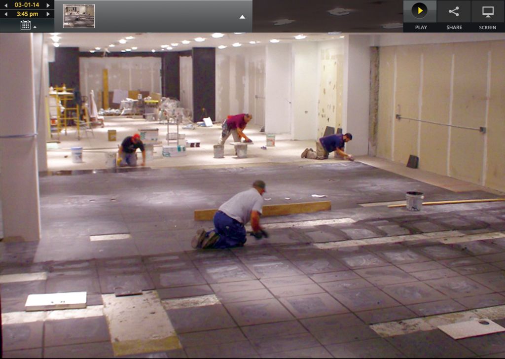 Onsite construction cameras also allow for delivery of fixtures and products by giving team members real-time views of contractor and supplier activity. Photos courtesy OxBlue