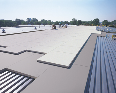 Recent adoptions to the National Building Code of Canada (NBC) resulted in more consistent test methods for polyisocyanurate (polyiso) foam insulation across North America. Photo courtesy Atlas Roofing Corporation