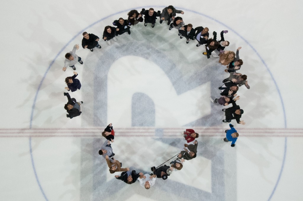 The Aercoustics Engineering team celebrated the firm’s 40th anniversary at the former site of Maple Leaf Gardens. Photo © David Crowder