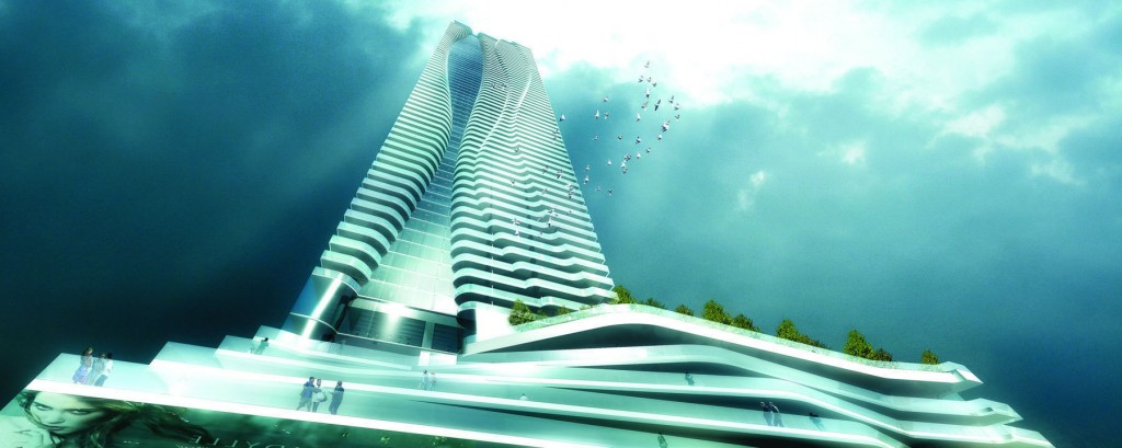 One Bloor is a high-rise residential project by developer Great Gulf at the south-east corner of Yonge Street and Bloor Street in Toronto’s shopping district. The project was awarded an International Property Award. Photo courtesy CNW Group/First Gulf Corporation