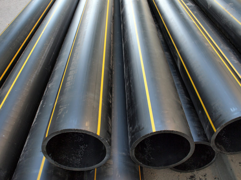 Black Plastic Pvc Pipes On The Street Construction Canada