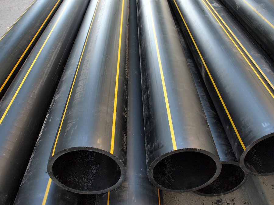 Black Plastic Pvc Pipes On The Street Construction Canada