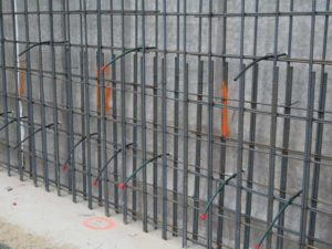 A waterproofing membrane for shotcrete application, with injection ports installed. Photos courtesy GCP Applied Technologies