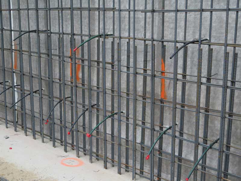 A waterproofing membrane for shotcrete application, with injection ports installed. Photos courtesy GCP Applied Technologies