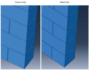 Figure 4: Modelled concave and raked joints.
