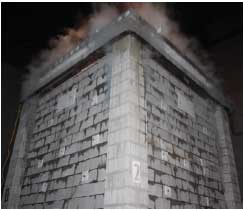 Figure 5b: Moisture evaporation occurring during fire tests.