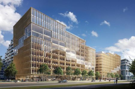 T3 Bayside, timber office building in Toronto, aspires to be tallest in North America. Photo courtesy 3XN