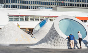 Figure 10: The new Lasipalatsi Plaza, now the roof of the new Amos Rex Art Museum, features five domes of various sizes, each equipped with a large circular skylight.
