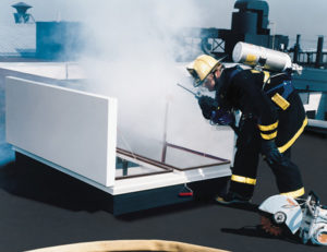 Smoke vents allow for the removal of heat and smoke, and will potentially slow the spread of a fire. Photo courtesy The BILCO Company