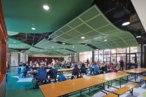 Undulating Serpentina® metal ceiling systems from Armstrong are available in ‘hills’ and ‘valleys’ to create a distinctive effect.