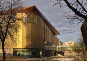 The shape shifting building-integrated photovoltaic (BIPV) facade of Red River College’s Manitou a bi Bii daziigae.