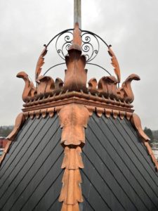 Closeup of a deatil on the Vancouver’s Heritage Hall post-re-roofing and seismic upgrade project.