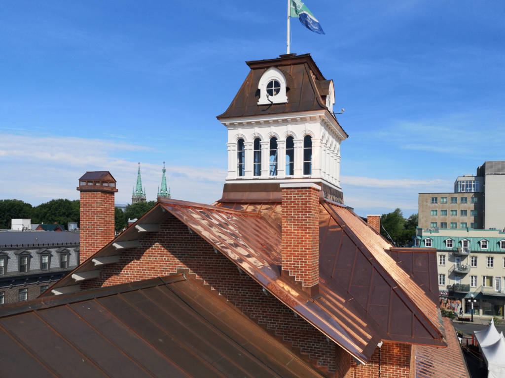 A close-up of the roof of the market.
