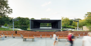 The theatre’s view from the audience seating area.