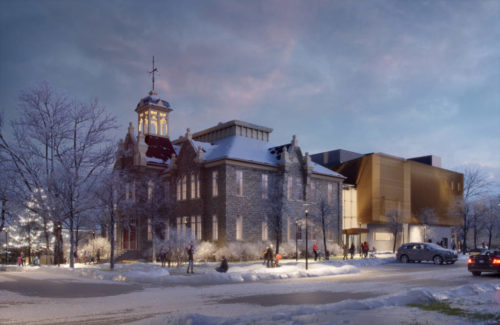The redering shows the Church Street Schoolhouse after being renovated into a cultural centre in Aurora, Ont.