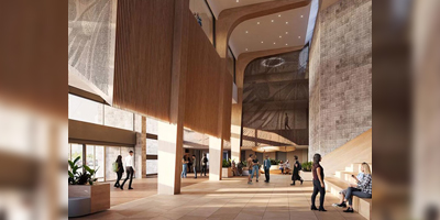 Wooden open space in a building