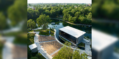 open air theatre with a covered stage area